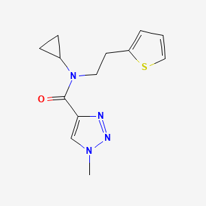 molecular formula C13H16N4OS B2758306 N-cyclopropyl-1-methyl-N-(2-(thiophen-2-yl)ethyl)-1H-1,2,3-triazole-4-carboxamide CAS No. 1797647-22-3