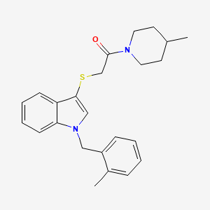 molecular formula C24H28N2OS B2758310 2-((1-(2-methylbenzyl)-1H-indol-3-yl)thio)-1-(4-methylpiperidin-1-yl)ethanone CAS No. 681276-37-9