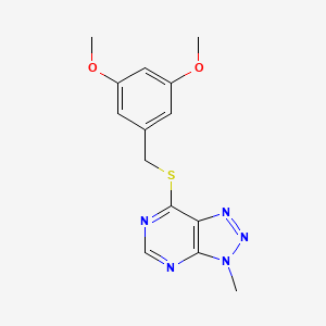 molecular formula C14H15N5O2S B2758311 7-((3,5-dimethoxybenzyl)thio)-3-methyl-3H-[1,2,3]triazolo[4,5-d]pyrimidine CAS No. 1060203-70-4