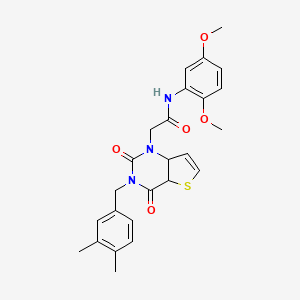 molecular formula C25H25N3O5S B2758313 N-(2,5-dimethoxyphenyl)-2-{3-[(3,4-dimethylphenyl)methyl]-2,4-dioxo-1H,2H,3H,4H-thieno[3,2-d]pyrimidin-1-yl}acetamide CAS No. 1252925-30-6