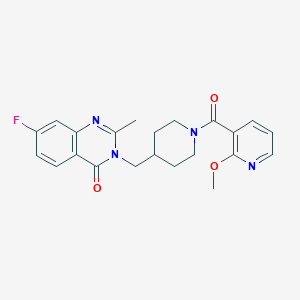 molecular formula C22H23FN4O3 B2758316 7-Fluoro-3-[[1-(2-methoxypyridine-3-carbonyl)piperidin-4-yl]methyl]-2-methylquinazolin-4-one CAS No. 2415504-44-6