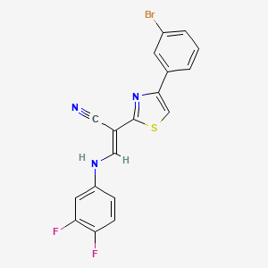 molecular formula C18H10BrF2N3S B2758318 (E)-2-(4-(3-溴苯基)噻唑-2-基)-3-((3,4-二氟苯基)氨基)丙烯腈 CAS No. 477297-36-2