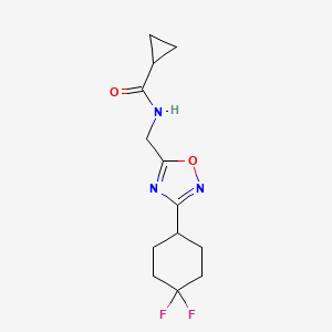 molecular formula C13H17F2N3O2 B2758322 N-((3-(4,4-difluorocyclohexyl)-1,2,4-oxadiazol-5-yl)methyl)cyclopropanecarboxamide CAS No. 2034517-41-2