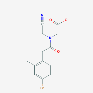 molecular formula C14H15BrN2O3 B2758324 methyl 2-[2-(4-bromo-2-methylphenyl)-N-(cyanomethyl)acetamido]acetate CAS No. 1797285-71-2