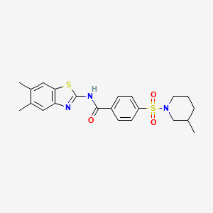 molecular formula C22H25N3O3S2 B2758329 N-(5,6-dimethylbenzo[d]thiazol-2-yl)-4-((3-methylpiperidin-1-yl)sulfonyl)benzamide CAS No. 886928-63-8