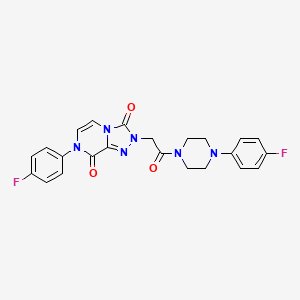 molecular formula C23H20F2N6O3 B2758330 7-(4-fluorophenyl)-2-(2-(4-(4-fluorophenyl)piperazin-1-yl)-2-oxoethyl)-[1,2,4]triazolo[4,3-a]pyrazine-3,8(2H,7H)-dione CAS No. 946213-86-1