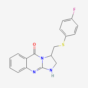 molecular formula C17H14FN3OS B2758335 3-{[(4-fluorophenyl)sulfanyl]methyl}-2,3-dihydroimidazo[2,1-b]quinazolin-5(1H)-one CAS No. 478032-73-4