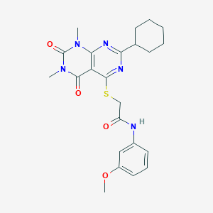 2-((2-cyclohexyl-6,8-dimethyl-5,7-dioxo-5,6,7,8-tetrahydropyrimido[4,5-d]pyrimidin-4-yl)thio)-N-(3-methoxyphenyl)acetamide