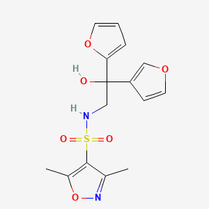 molecular formula C15H16N2O6S B2758342 S-(3,5-二甲基-1,2-噁唑-4-基)-2-(呋喃-2-基)-2-(呋喃-3-基)-2-羟基乙烷-1-磺酰胺 CAS No. 2097926-79-7