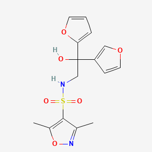 molecular formula C15H16N2O6S B2758342 N-[2-(furan-2-yl)-2-(furan-3-yl)-2-hydroxyethyl]-3,5-dimethyl-1,2-oxazole-4-sulfonamide CAS No. 2097926-79-7