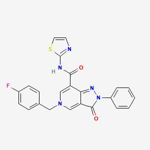 molecular formula C23H16FN5O2S B2758346 5-(4-氟苯甲基)-3-氧代-2-苯基-N-(噻唑-2-基)-3,5-二氢-2H-吡唑并[4,3-c]吡啶-7-甲酰胺 CAS No. 921831-39-2