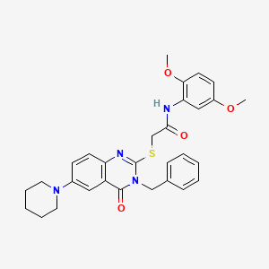 2-(3-benzyl-4-oxo-6-piperidin-1-ylquinazolin-2-yl)sulfanyl-N-(2,5-dimethoxyphenyl)acetamide