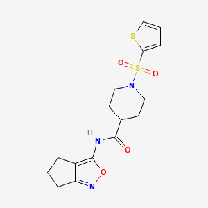 molecular formula C16H19N3O4S2 B2758356 N-{4H,5H,6H-cyclopenta[c][1,2]oxazol-3-yl}-1-(thiophene-2-sulfonyl)piperidine-4-carboxamide CAS No. 941966-92-3