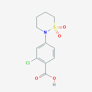 molecular formula C11H12ClNO4S B2758362 2-Chloro-4-(1,1-dioxido-1,2-thiazinan-2-yl)benzoic acid CAS No. 887129-69-3