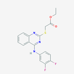 molecular formula C18H15F2N3O2S B2758363 Ethyl 2-[4-(3,4-difluoroanilino)quinazolin-2-yl]sulfanylacetate CAS No. 688356-10-7