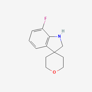 molecular formula C12H14FNO B2758367 7-氟-1,2-二氢螺[吲哚-3,4'-氧杂环戊烷] CAS No. 1388060-65-8
