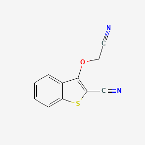 molecular formula C11H6N2OS B2758369 3-(Cyanomethoxy)-1-benzothiophene-2-carbonitrile CAS No. 133641-33-5