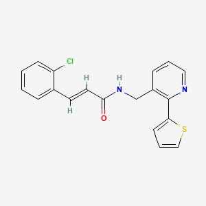 molecular formula C19H15ClN2OS B2758375 (E)-3-(2-chlorophenyl)-N-((2-(thiophen-2-yl)pyridin-3-yl)methyl)acrylamide CAS No. 2035023-18-6