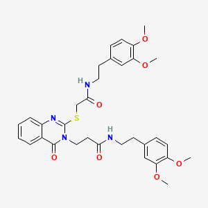 N-(3,4-dimethoxyphenethyl)-3-(2-((2-((3,4-dimethoxyphenethyl)amino)-2-oxoethyl)thio)-4-oxoquinazolin-3(4H)-yl)propanamide