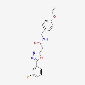 molecular formula C19H18BrN3O3 B2758383 2-(5-(3-bromophenyl)-1,3,4-oxadiazol-2-yl)-N-(4-ethoxybenzyl)acetamide CAS No. 1286709-42-9