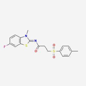 (E)-N-(6-fluoro-3-methylbenzo[d]thiazol-2(3H)-ylidene)-3-tosylpropanamide