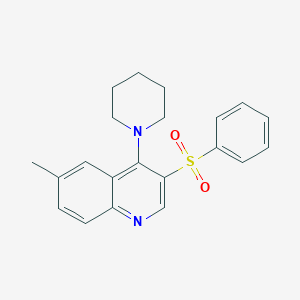 molecular formula C21H22N2O2S B2758394 3-(苯磺酰)-6-甲基-4-(哌啶-1-基)喹啉 CAS No. 872200-20-9