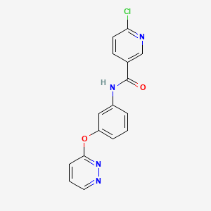 molecular formula C16H11ClN4O2 B2758399 6-chloro-N-[3-(pyridazin-3-yloxy)phenyl]pyridine-3-carboxamide CAS No. 1384732-28-8