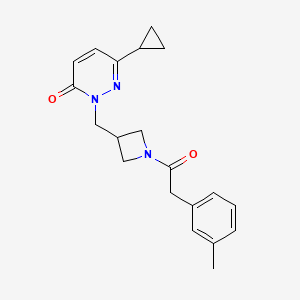 molecular formula C20H23N3O2 B2758404 6-Cyclopropyl-2-({1-[2-(3-methylphenyl)acetyl]azetidin-3-yl}methyl)-2,3-dihydropyridazin-3-one CAS No. 2320376-22-3