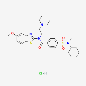 molecular formula C28H39ClN4O4S2 B2758408 4-(N-cyclohexyl-N-methylsulfamoyl)-N-(2-(diethylamino)ethyl)-N-(5-methoxybenzo[d]thiazol-2-yl)benzamide hydrochloride CAS No. 1322296-55-8
