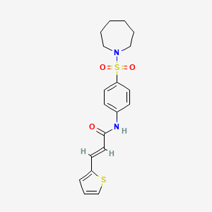 molecular formula C19H22N2O3S2 B2758410 (2E)-N-[4-(azepan-1-ylsulfonyl)phenyl]-3-(thiophen-2-yl)prop-2-enamide CAS No. 658070-10-1