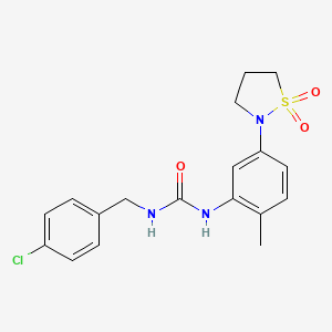 molecular formula C18H20ClN3O3S B2758417 1-(4-Chlorobenzyl)-3-(5-(1,1-dioxidoisothiazolidin-2-yl)-2-methylphenyl)urea CAS No. 1203164-07-1