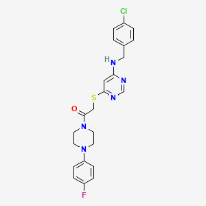 molecular formula C23H23ClFN5OS B2758428 2-((6-((4-Chlorobenzyl)amino)pyrimidin-4-yl)thio)-1-(4-(4-fluorophenyl)piperazin-1-yl)ethanone CAS No. 1115929-71-9