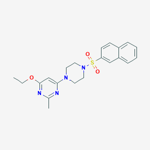 molecular formula C21H24N4O3S B2758434 4-Ethoxy-2-methyl-6-(4-(naphthalen-2-ylsulfonyl)piperazin-1-yl)pyrimidine CAS No. 946271-46-1