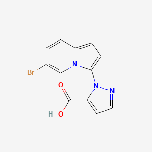 molecular formula C12H8BrN3O2 B2758435 1-(6-溴吲哚啉-3-基)-1H-吡唑-5-甲酸 CAS No. 1263180-88-6