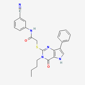 molecular formula C25H23N5O2S B2758436 2-((3-丁基-4-氧代-7-苯基-4,5-二氢-3H-吡咯[3,2-d]嘧啶-2-基)硫基)-N-(3-氰基苯基)乙酰胺 CAS No. 2034583-90-7