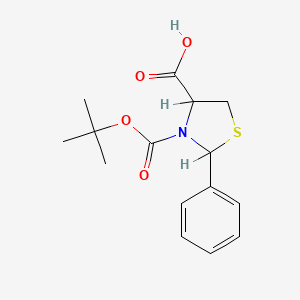 molecular formula C15H19NO4S B2758439 3-(tert-Butoxycarbonyl)-2-phenylthiazolidine-4-carboxylic acid CAS No. 106086-10-6