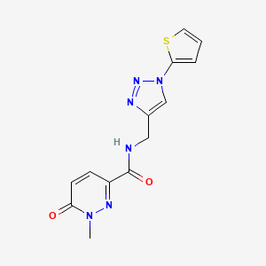molecular formula C13H12N6O2S B2758440 1-methyl-6-oxo-N-((1-(thiophen-2-yl)-1H-1,2,3-triazol-4-yl)methyl)-1,6-dihydropyridazine-3-carboxamide CAS No. 2034560-69-3