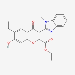 molecular formula C22H20N2O5 B2758450 ethyl 6-ethyl-7-hydroxy-3-(1-methyl-1H-1,3-benzodiazol-2-yl)-4-oxo-4H-chromene-2-carboxylate CAS No. 610758-26-4