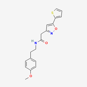 molecular formula C18H18N2O3S B2758454 N-(4-methoxyphenethyl)-2-(5-(thiophen-2-yl)isoxazol-3-yl)acetamide CAS No. 946227-87-8