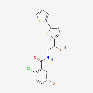 molecular formula C17H13BrClNO2S2 B2758468 N-(2-{[2,2'-联噻吩]-5-基}-2-羟乙基)-5-溴-2-氯苯甲酰胺 CAS No. 2097888-33-8