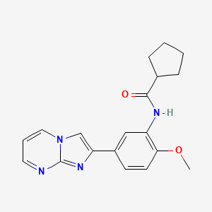 molecular formula C19H20N4O2 B2758488 N-(5-咪唑并[1,2-a]嘧啶-2-基-2-甲氧基苯基)环戊基甲酰胺 CAS No. 862810-62-6