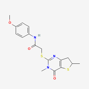 2-((3,6-dimethyl-4-oxo-3,4,6,7-tetrahydrothieno[3,2-d]pyrimidin-2-yl)thio)-N-(4-methoxyphenyl)acetamide