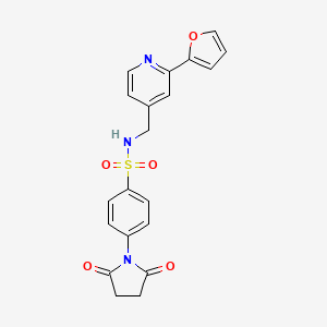 molecular formula C20H17N3O5S B2758503 4-(2,5-dioxopyrrolidin-1-yl)-N-((2-(furan-2-yl)pyridin-4-yl)methyl)benzenesulfonamide CAS No. 2034594-77-7