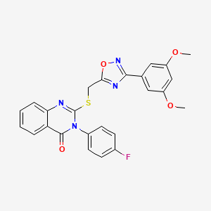molecular formula C25H19FN4O4S B2758507 2-(((3-(3,5-dimethoxyphenyl)-1,2,4-oxadiazol-5-yl)methyl)thio)-3-(4-fluorophenyl)quinazolin-4(3H)-one CAS No. 2034575-72-7