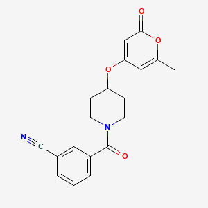 3-(4-((6-methyl-2-oxo-2H-pyran-4-yl)oxy)piperidine-1-carbonyl)benzonitrile