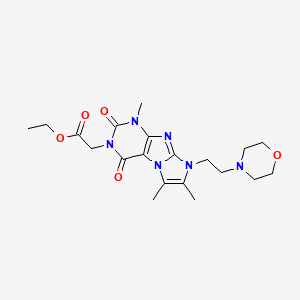 molecular formula C20H28N6O5 B2758516 ethyl 2-(1,6,7-trimethyl-8-(2-morpholinoethyl)-2,4-dioxo-1H-imidazo[2,1-f]purin-3(2H,4H,8H)-yl)acetate CAS No. 938916-87-1
