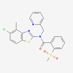 molecular formula C22H18ClN3O3S2 B2758517 N-(5-chloro-4-methylbenzo[d]thiazol-2-yl)-2-(methylsulfonyl)-N-(pyridin-2-ylmethyl)benzamide CAS No. 886926-16-5