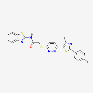 molecular formula C23H16FN5OS3 B2758519 N-(benzo[d]thiazol-2-yl)-2-((6-(2-(4-fluorophenyl)-4-methylthiazol-5-yl)pyridazin-3-yl)thio)acetamide CAS No. 923147-99-3