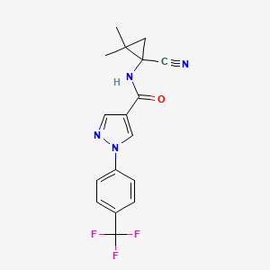 molecular formula C17H15F3N4O B2758535 N-(1-Cyano-2,2-dimethylcyclopropyl)-1-[4-(trifluoromethyl)phenyl]pyrazole-4-carboxamide CAS No. 2418715-15-6