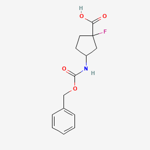 molecular formula C14H16FNO4 B2758543 1-Fluoro-3-(phenylmethoxycarbonylamino)cyclopentane-1-carboxylic acid CAS No. 2248290-98-2